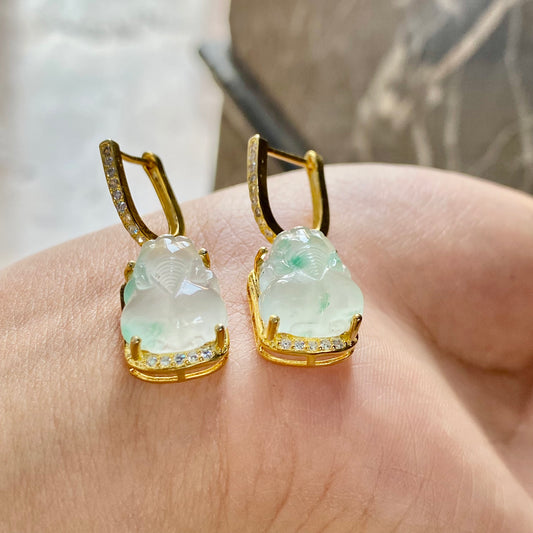 Jade - Boucles d’oreilles en Jade Bing Piao Hua – Pixiu